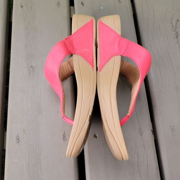 FitFlop Lulu Rosy Coral Flip Flop Thong Slide Wedge Beach Vacation Summer Sandal - Picture 4 of 8